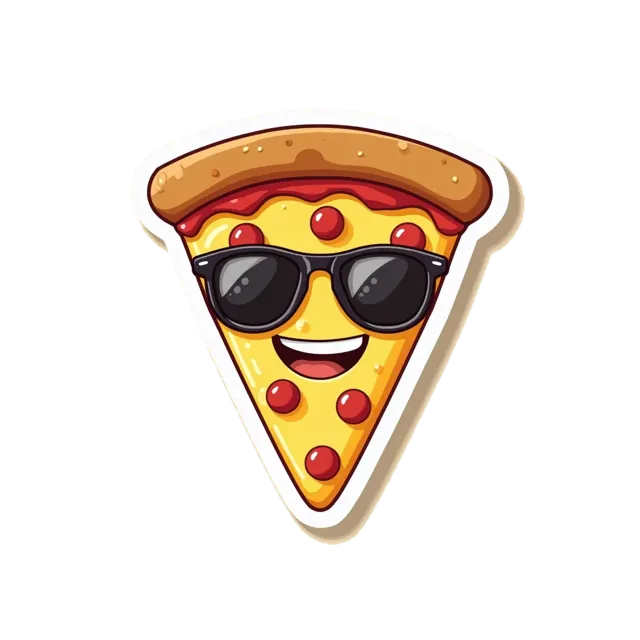 Ilustración: rebanada de pizza con lentes oscuros